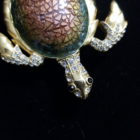 Vintage signed SJ Sea Turtle brooch - Picture 7 of 14
